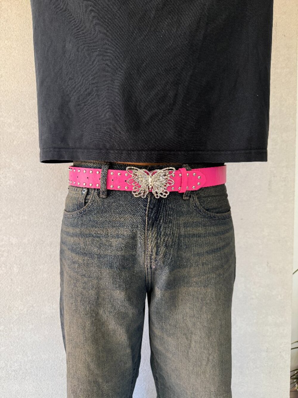 Fuchsia Pink Rhinestone Butterfly Western Belt